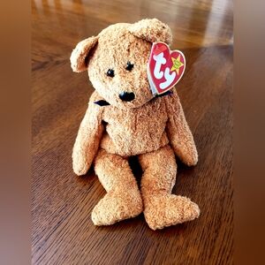 Ty Classic Tan Teddy Bear Plush- Fuzz with Rare Retired Tag Errors
